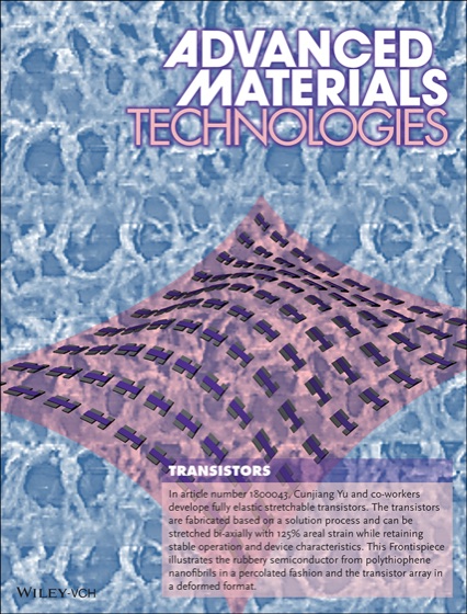 Advanced Materials Technologies cover featuring biaxially deformable thin-film transistors
