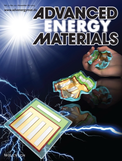 Advanced Energy Materials back cover featuring mechanically recoverable perovskite solar cells